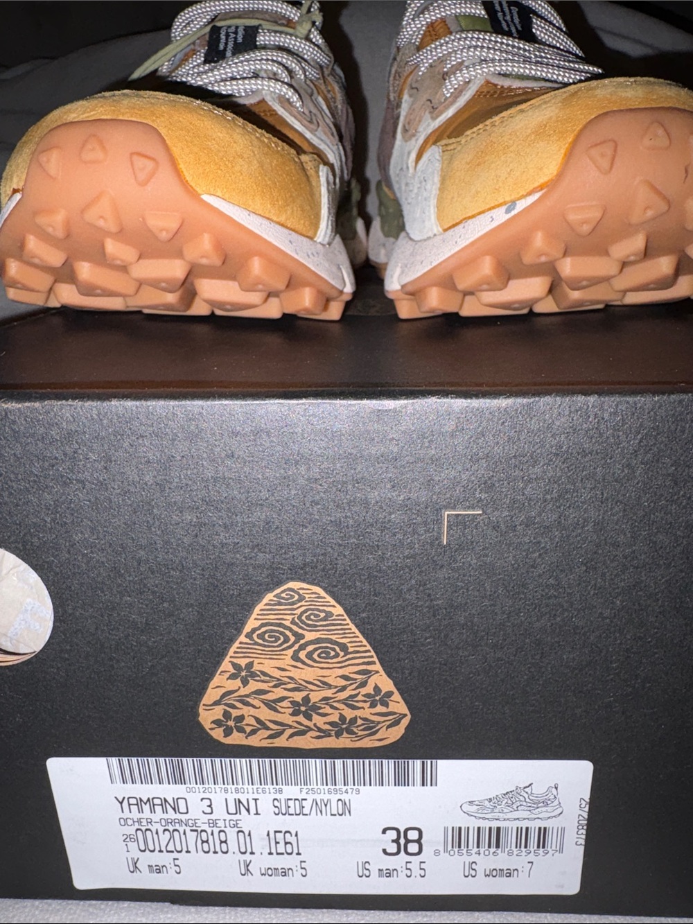 NWT Flower Mountain YAMANO 3 UNI Suede and technical fabric sneakers - Ocher - Picture 9 of 16